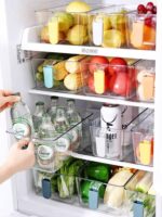 ⁦درج منظم ثلاجة للفواكه والخضروات اكليريك شفاف بيد لسهولة الحمل⁩ - الصورة ⁦2⁩