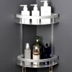 ⁦ركنة حمام استانليس ستيل 3 دور لتنظيم الشاور جل والشامبو بفتحات لتصريف المياه وهوكات تعليق⁩ - الصورة ⁦2⁩