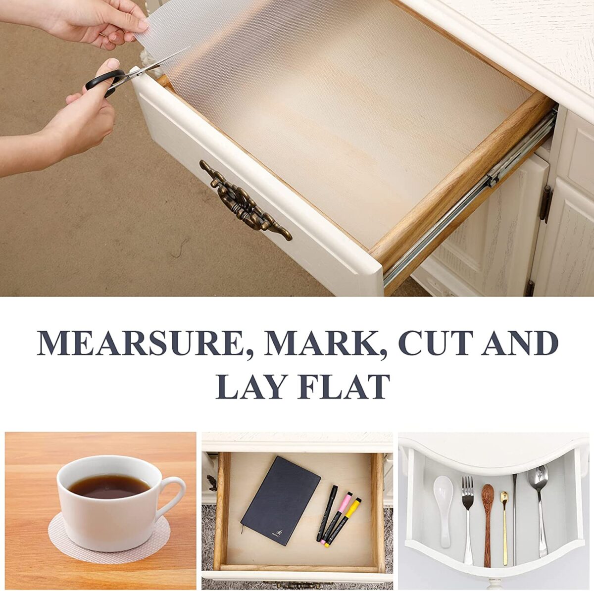 ⁦رول بطانة للادراج والارفف مانع للانزلاق قابل للقص والغسيل 5 متر⁩ - الصورة ⁦7⁩