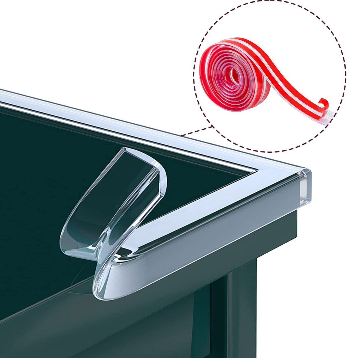 ⁦رول حامي زوايا سيليكون شفاف 1 متر ذاتي اللصق وقابل للقص لحماية الاطفال⁩ - الصورة ⁦2⁩