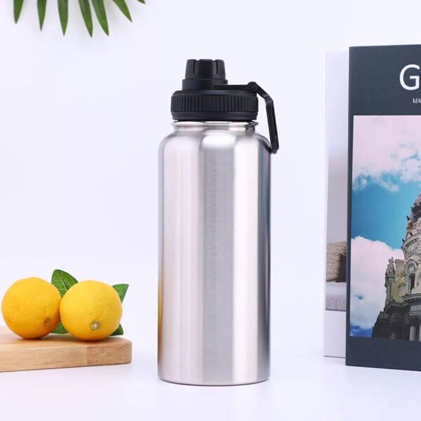 زجاجة استانليس ستيل 1 لتر لحفظ المشروبات دافئة لاطول وقت ممكن بغطاء محكم الغلق