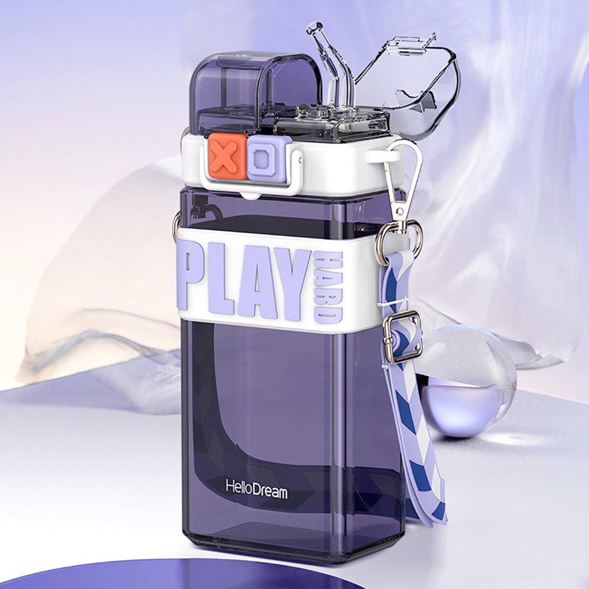 ⁦زجاجة اكس اوه للمياه والعصائر بطريقتين شرب مع حزام حمل كروس 520 ملي⁩ - الصورة ⁦4⁩