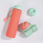 ⁦زجاجة مياه سيليكون 600 ملي بشاليموه قابله للطي للجيم والخروج والرحلات⁩ - الصورة ⁦2⁩