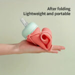 ⁦زجاجة مياه سيليكون 600 ملي بشاليموه قابله للطي للجيم والخروج والرحلات⁩ - الصورة ⁦4⁩