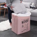 ⁦سلة مربعة بالغطاء لملابس الغسيل وتخزين البطاطين واللحاف⁩ - الصورة ⁦2⁩