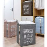 ⁦سلة مربعة بغطاء وجوانب شفافة للغسيل وتخزين البطاطين واللحاف⁩ - الصورة ⁦2⁩