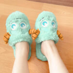 سليبر شلبي سلوفان فرو ناعم باللون المينت جرين لتدفئة رجل الأطفال والتغلب علي برد الشتاء بنعل مريح