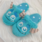 ⁦سليبر شلبي سلوفان فرو ناعم باللون المينت جرين لتدفئة رجل الأطفال والتغلب علي برد الشتاء بنعل مريح⁩ - الصورة ⁦2⁩