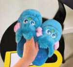 ⁦سليبر شلبي سلوفان فرو ناعم باللون المينت جرين لتدفئة رجل الأطفال والتغلب علي برد الشتاء بنعل مريح⁩ - الصورة ⁦5⁩