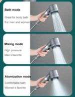 ⁦سماعة دش لزيادة ضغط المياه بفلتر لتنقية وإزالة الشوائب و 3 انظمة رش وزرار للفتح والغلق⁩ - الصورة ⁦7⁩