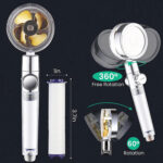 ⁦سماعة دش متحركة بمروحة لزيادة ضغط المياه وفلتر لازالة الشوائب قابل للتغير بزرار للفتح والغلق⁩ - الصورة ⁦4⁩