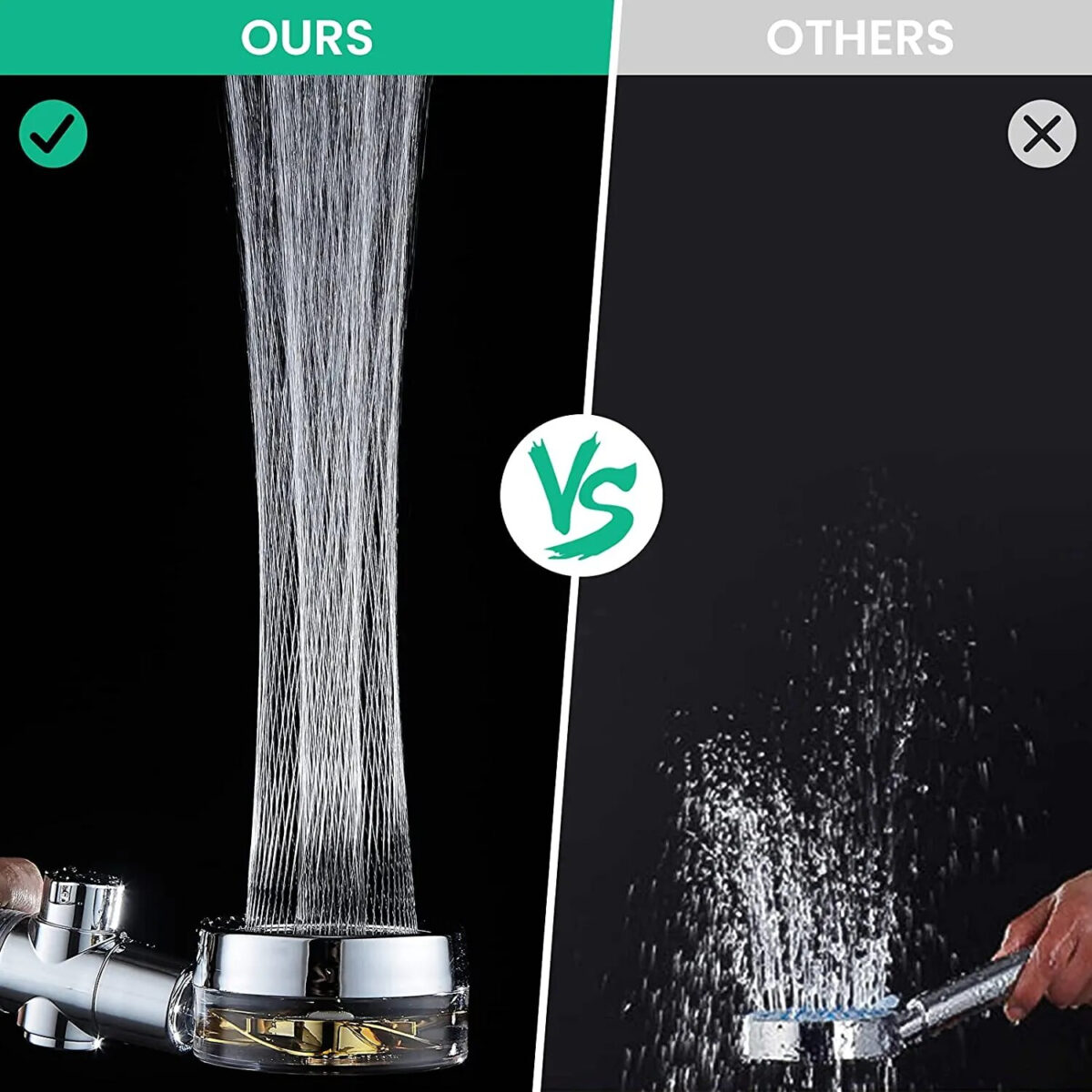 ⁦سماعة دش متحركة بمروحة لزيادة ضغط المياه وفلتر لازالة الشوائب قابل للتغير بزرار للفتح والغلق⁩ - الصورة ⁦6⁩