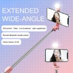 ⁦سيلفي ستيك وترايبود 2 في 1 بضوء قوي بديل للفلاش وريموت للتحكم والتصوير عن بعد قابل للطي والدوران للتحكم في الزاوية⁩ - الصورة ⁦4⁩