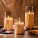 شمعة ليد مضيئة بدون لهب لتجديد ديكور المنزل من الزجاج