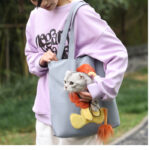 ⁦شنطة كتف لحمل القطط بجزء مخصص للوجه بأشكال وألوان مختلفة من الكتان⁩ - الصورة ⁦2⁩