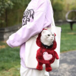 ⁦شنطة كتف لحمل القطط بجزء مخصص للوجه بأشكال وألوان مختلفة من الكتان⁩ - الصورة ⁦8⁩