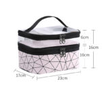 ⁦شنطة لتنظيم وحمل مستحضرات التجميل وادوات الميكب وتربروف مزدوجة الطبقات بجزء علوي شفاف لسهولة الرؤية ويد⁩ - الصورة ⁦9⁩