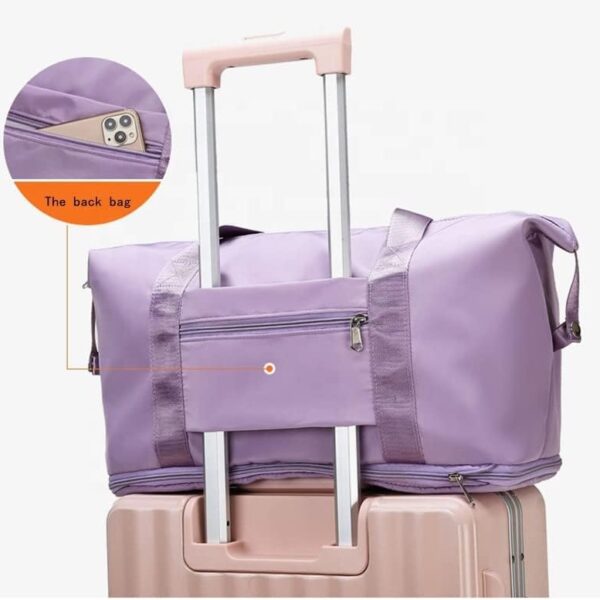 شنطة وتربروف بجزء للتعليق في يد شنط السفر قابلة للطي كبيرة لتسع كافة المتعلقات الشخصية بجيوب خارجية