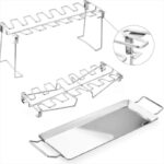 ⁦شواية مع صينيه تقطير قابلة للطي معدن صحي غير قابل للصدأ⁩ - الصورة ⁦4⁩