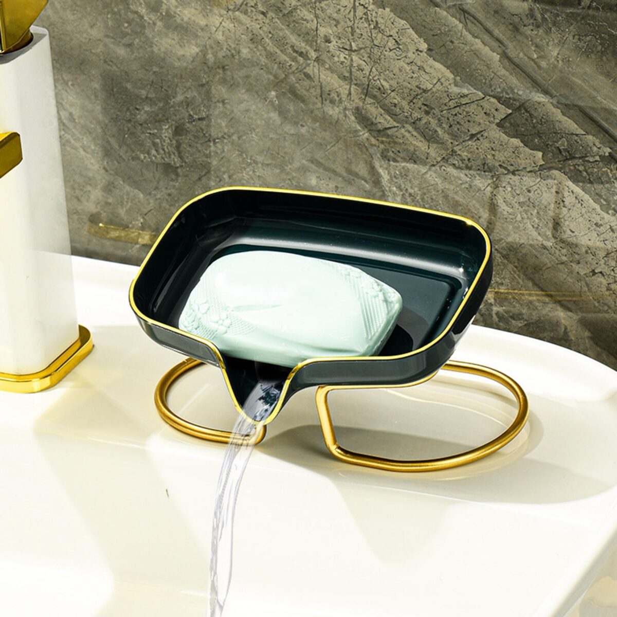 ⁦صبانة اكريليك بحامل معدن باللون الذهبي وفتحه لتصريف المياه⁩ - الصورة ⁦7⁩