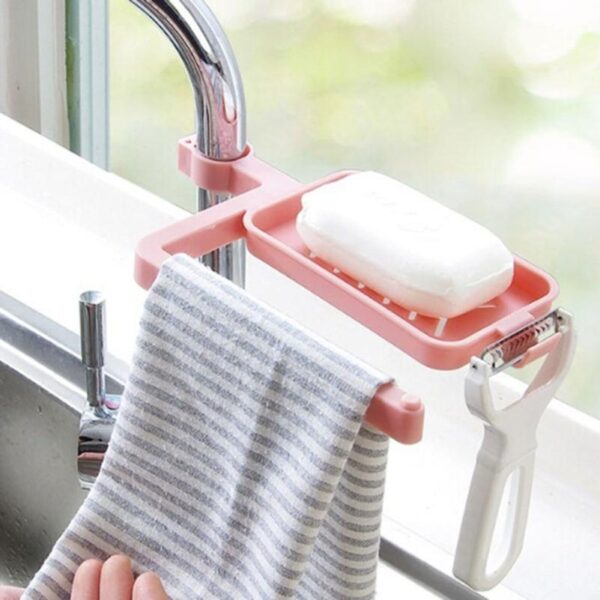 صبانه حنفية  مع حامل للفوط والليف بفتحات لتصريف المياه للمطبخ والحمام