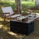 ⁦صندوق تخزين قابل للطي بغطاء خشبي لتنظيم ادوات المنزل والسيارة وللتخييم متعدد الاستخدام⁩ - الصورة ⁦2⁩