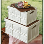 ⁦صندوق تخزين قابل للطي بغطاء خشبي لتنظيم ادوات المنزل والسيارة وللتخييم متعدد الاستخدام⁩ - الصورة ⁦5⁩