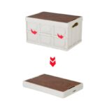 ⁦صندوق تخزين قابل للطي بغطاء خشبي لتنظيم ادوات المنزل والسيارة وللتخييم متعدد الاستخدام⁩ - الصورة ⁦7⁩