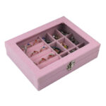 ⁦صندوق لتنظيم الاكسسورات والمجوهرات قطيفة بغطاء محكم الغلق⁩ - الصورة ⁦8⁩