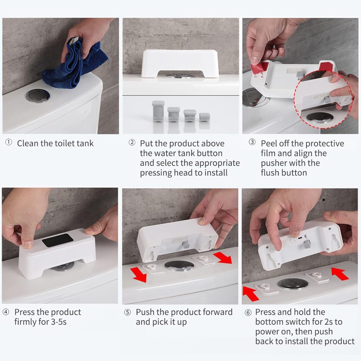 ⁦ضاغط زر السيفون اوتوماتيكي بدون لمس لتجنب الجراثيم بوصلة يو اس بي⁩ - الصورة ⁦2⁩