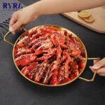 ⁦طاسة استانليس ستيل ذهبي لتسوية وتقديم الطعام بيدين 20 سم⁩ - الصورة ⁦7⁩