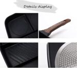 ⁦طاسة وجريل الومنيوم طبقة جرانيت 5 أقسام ثقيلة بمقبض خشبي لقلي البيض والبرجر وشرائح اللحم⁩ - الصورة ⁦4⁩