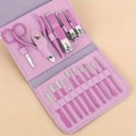 ⁦طقم باديكير للعناية بأظافر اليد والقدم 16 قطعة محمول لشنط السفر والخروج⁩ - الصورة ⁦2⁩