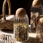 ⁦طقم برطمانات زجاج شفاف 3 قطع باحجام مختلفة وغطاء كروي لحفظ وتخزين الحبوب والبقوليات والتوابل⁩ - الصورة ⁦3⁩