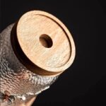 ⁦طقم برطمانات زجاج مزرقش3 قطع باحجام مختلفة لحفظ وتخزين الحبوب والبقوليات والتوابل بغطاء خشبي⁩ - الصورة ⁦5⁩