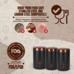 ⁦طقم برطمانات معدن 3 قطع لحفظ وتنظيم الشاي والسكر والقهوة بغطاء باللون الجولد محكم الغلق⁩ - الصورة ⁦6⁩