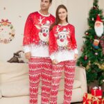 طقم بيجامه كريسماس للكابلز قطعتين قطيفة لتدفئة الجسم والتغلب علي برد الشتاء