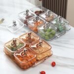 ⁦طقم تسالي اكليريك 4 قطع بغطاء دبدوب مع صينية بيد لتقديم الكاندي والمكسرات والشوكلاته بشكل شيك⁩ - الصورة ⁦3⁩