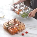 ⁦طقم تسالي اكليريك 4 قطع بغطاء دبدوب مع صينية بيد لتقديم الكاندي والمكسرات والشوكلاته بشكل شيك⁩ - الصورة ⁦5⁩