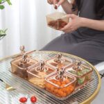 ⁦طقم تسالي اكليريك 4 قطع بغطاء دبدوب مع صينية بيد لتقديم الكاندي والمكسرات والشوكلاته بشكل شيك⁩ - الصورة ⁦8⁩