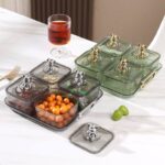 ⁦طقم تسالي اكليريك 4 قطع بغطاء دبدوب مع صينية بيد لتقديم الكاندي والمكسرات والشوكلاته بشكل شيك⁩ - الصورة ⁦9⁩