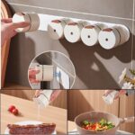 طقم توابل مغناطيس حائطي 6 قطع بحامل وجزء شفاف لسهولة رؤية المحتويات