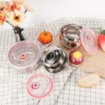 ⁦طقم ثلاجة استانلس ستيل بغطاء محكم الغلق 3 قطع أحجام مختلفة⁩ - الصورة ⁦8⁩