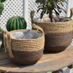 طقم سلال خوص 3 قطع للملابس ولعب الاطفال والمخدات وقطع الديكور وللزرع الصناعي والطبيعي بيد