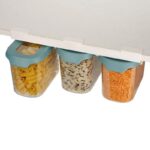 ⁦طقم علب 3 قطع حفظ الطعام والحبوب والبقوليات قابل للتعليق أسفل الرف لزيادة المساحة⁩ - الصورة ⁦2⁩