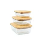 ⁦طقم علب زجاج لحفظ وتنظيم الطعام 3 قطع مقاسات مختلفة غطاء خشب محكم الغلق⁩ - الصورة ⁦3⁩