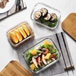 ⁦طقم علب زجاج لحفظ وتنظيم الطعام 3 قطع مقاسات مختلفة غطاء خشب محكم الغلق⁩ - الصورة ⁦4⁩