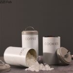 ⁦طقم علب للشاي والقهوة والسكر معدن غير قابل للصدأ بغطاء بيد لسهولة الفتح 3 قطع⁩ - الصورة ⁦2⁩