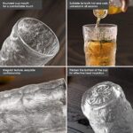 ⁦طقم كوبايات كبيره 6 قطع زجاج كريستال منقرش باللون الرمادي لشرب وتقديم المياه والعصائر والمشروبات الغازية⁩ - الصورة ⁦2⁩