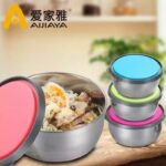 ⁦علب ثلاجة لحفظ الطعام استانلس 3 قطع⁩ - الصورة ⁦3⁩